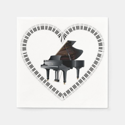 Serviette En Papier J'adore mes serviettes de piano (Devant)