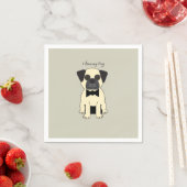 Serviette En Papier J'adore mon Pug (En situation)