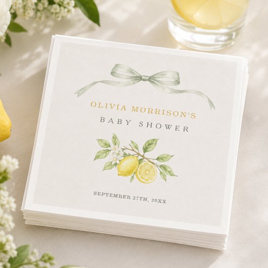 Serviette En Papier J'ai Hâte de Vous Presser Vous Bébé Shower Citron