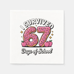 Serviette En Papier J'ai survécu 67 jours d'école 100 jours d'école