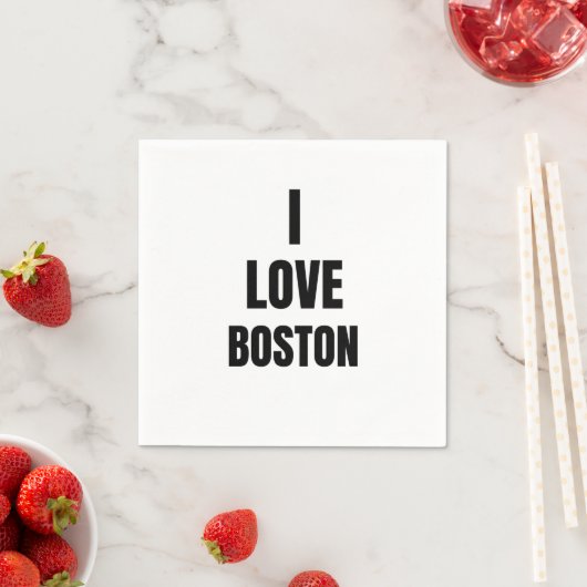 SERVIETTE EN PAPIER J'AIME BOSTON (En situation)