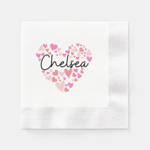 Serviette En Papier J'aime Chelsea - coeurs pour Chelsea