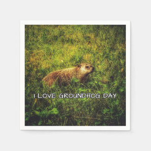 Serviette En Papier J'aime des serviettes de jour de Groundhog