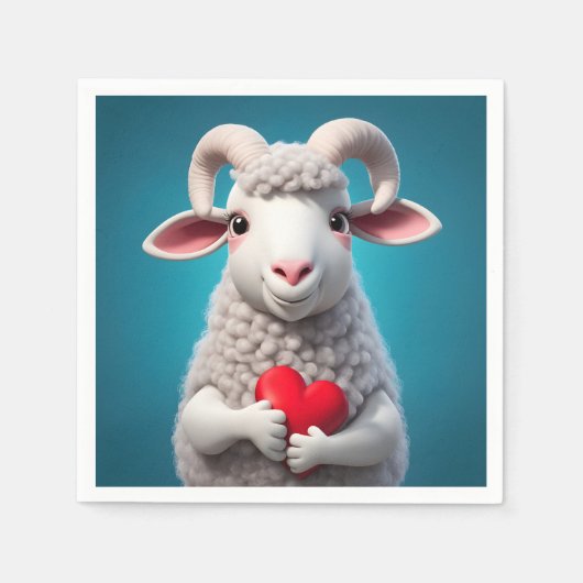 Serviette En Papier J'aime Ewe (Devant)