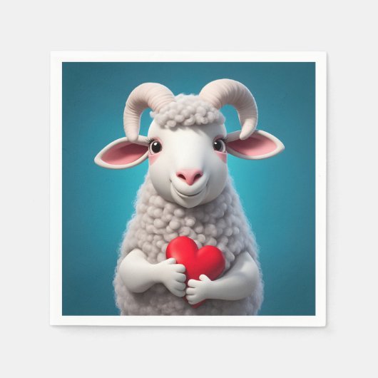 Serviette En Papier J'aime Ewe (Devant)