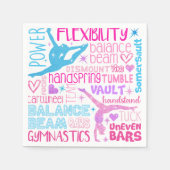 Serviette En Papier J'aime Gymnastique-filles rose, violet et bleu Pap (Devant)