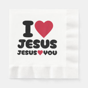 Serviette En Papier J'aime Jésus et Jésus t'aime chrétien