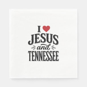 Serviette En Papier J'aime Jésus et Tennessee Vintage Design Chrétien