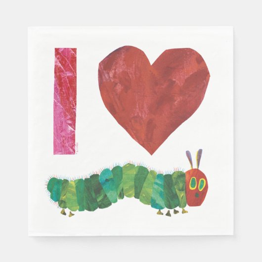 Serviette En Papier J'Aime La Caterpillar Très Affamée (Devant)