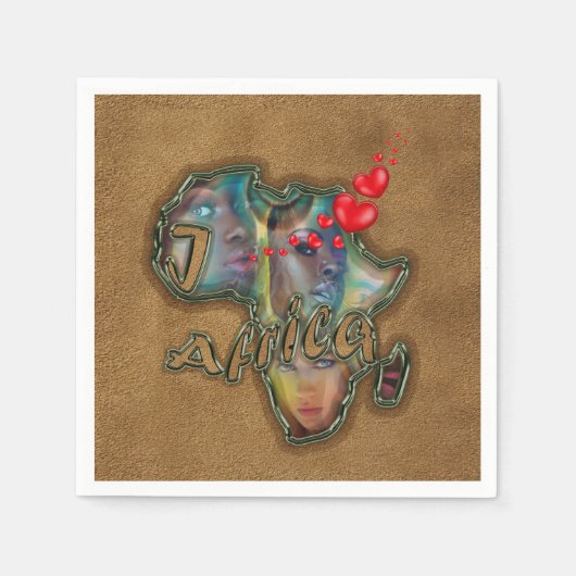 Serviette En Papier J'aime l'Afrique (Devant)