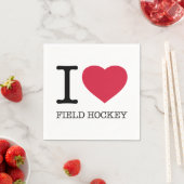 SERVIETTE EN PAPIER J'AIME LE HOCKEY SUR LE TERRAIN (En situation)