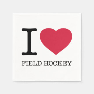 SERVIETTE EN PAPIER J'AIME LE HOCKEY SUR LE TERRAIN