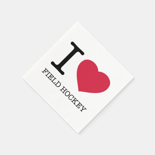 SERVIETTE EN PAPIER J'AIME LE HOCKEY SUR LE TERRAIN (Coin)