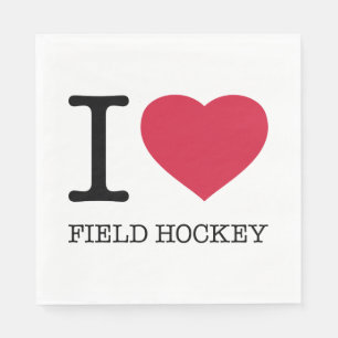 SERVIETTE EN PAPIER J'AIME LE HOCKEY SUR LE TERRAIN