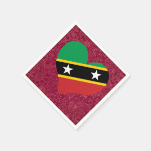 Serviette En Papier J'aime le saint+Le Kitts+et+Le Niévès