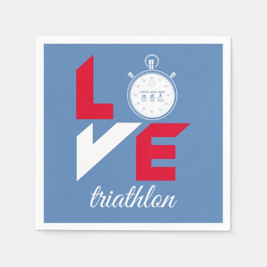 Serviette En Papier J'aime le triathlon (Devant)