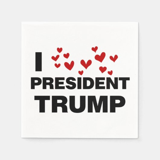 Serviette En Papier J'aime les coeurs du président Trump (Devant)