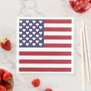SERVIETTE EN PAPIER J'AIME LES ÉTATS-UNIS D'AMÉRIQUE