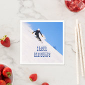 Serviette En Papier J'Aime Les Grosses Bandes Neige Ski À La Descente (En situation)