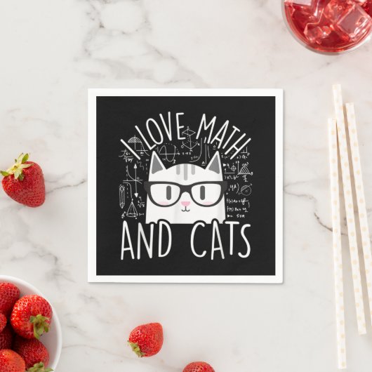 Serviette En Papier J'Aime Les Maths Et Les Chats Cute Kitty Chat (En situation)