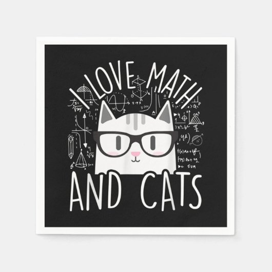 Serviette En Papier J'Aime Les Maths Et Les Chats Cute Kitty Chat (Devant)