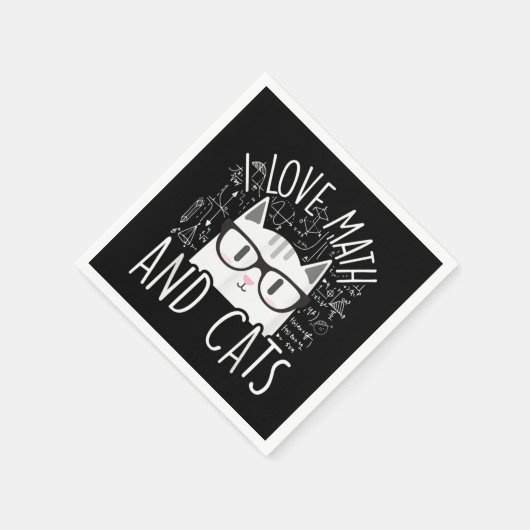Serviette En Papier J'Aime Les Maths Et Les Chats Cute Kitty Chat (Coin)