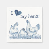 Serviette En Papier J'Aime Mes Poules Bleu Poulet Peinture Rustique De (Devant)