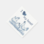 Serviette En Papier J'Aime Mes Poules Bleu Poulet Peinture Rustique De (Coin)
