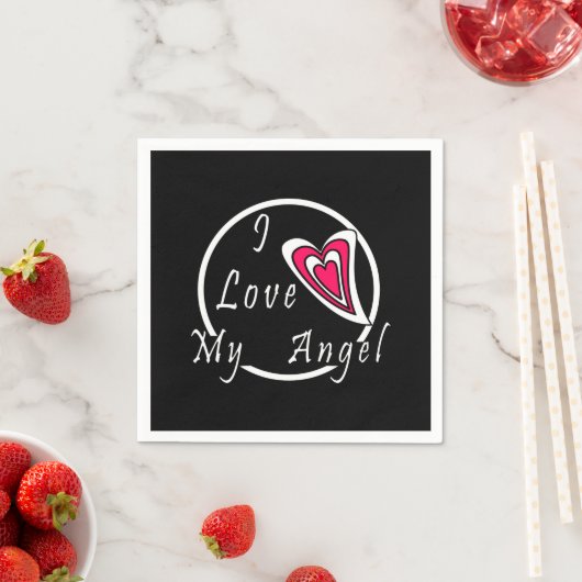 Serviette En Papier J'aime mon Ange (En situation)