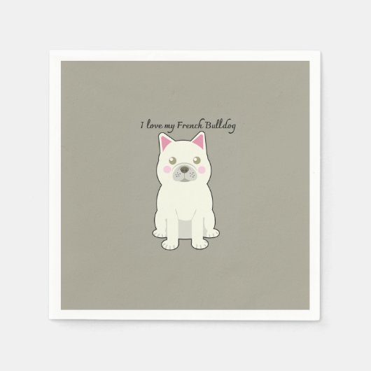 Serviette En Papier J'aime mon Bouledogue Français (Devant)
