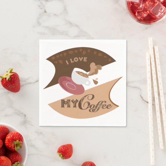 Serviette En Papier J'aime mon café Retro Java (En situation)