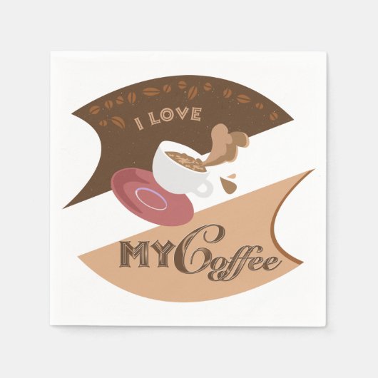Serviette En Papier J'aime mon café Retro Java (Devant)