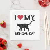 Serviette En Papier J'aime mon chat bengal (En situation)