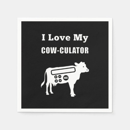 Serviette En Papier J'Aime Mon Cow-culator Funny Math Calculator Pun (Devant)
