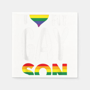 Serviette En Papier J'AIME MON FILS GAY Fier Ally Rainbow Heart - Gay