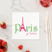 Serviette En Papier J'aime Paris (En situation)