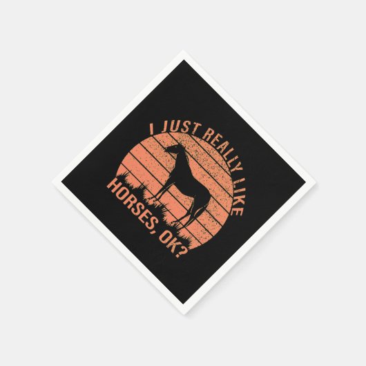 Serviette En Papier J'aime vraiment les chevaux en Tangerine orange (Coin)