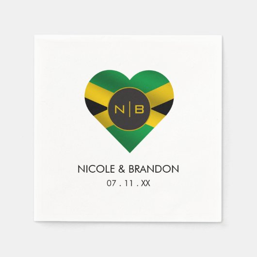 Serviette En Papier Jamaïcain Jamaïcain Drapeau Mariage de monographie (Devant)