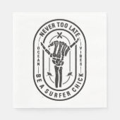 Serviette En Papier Jamais trop tard Skeleton Surfer Chick Ocean Viand (Devant)