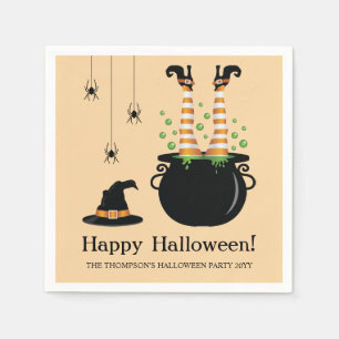 Serviette En Papier Jambes De Sorcière Sortant D'un Chaudron Halloween
