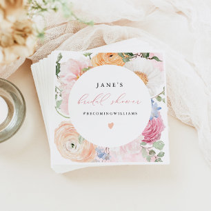 Serviette En Papier JANE Blush Fleurs et Prosecco pour une Baby Shower