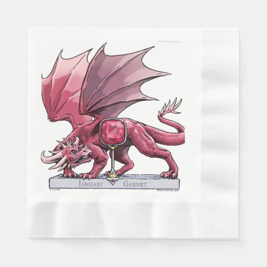 Serviette En Papier Janvier Birthstone Dragon - Garnet (Devant)