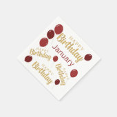 Serviette En Papier Janvier joyeux anniversaire serviettes (Coin)