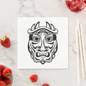 Serviette En Papier Japanese Oni Mask Tribal Demon Line Art (En situation)
