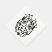 Serviette En Papier Japanese Oni Mask Tribal Demon Line Art (Coin)