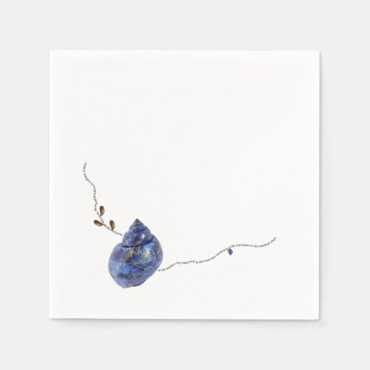 Serviette En Papier Japon Kintsugi bleu coquillage poème or côte (Devant)