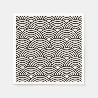 Japon Vague Seigaiha Noir Et Crème Blanc