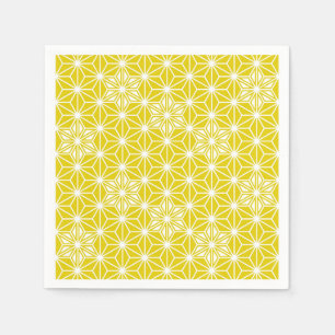 Serviette En Papier Japonais Asanoha motif - moutarde or et blanc