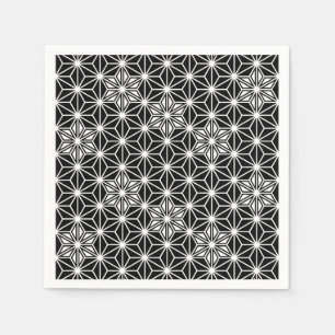 Serviette En Papier Japonais Asanoha motif - noir et blanc