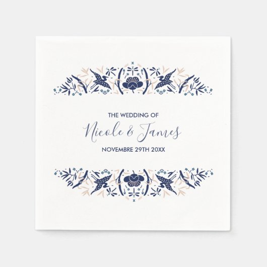 Serviette En Papier Japonais | Ibis à crête Lotus Mariage personnalisé (Devant)